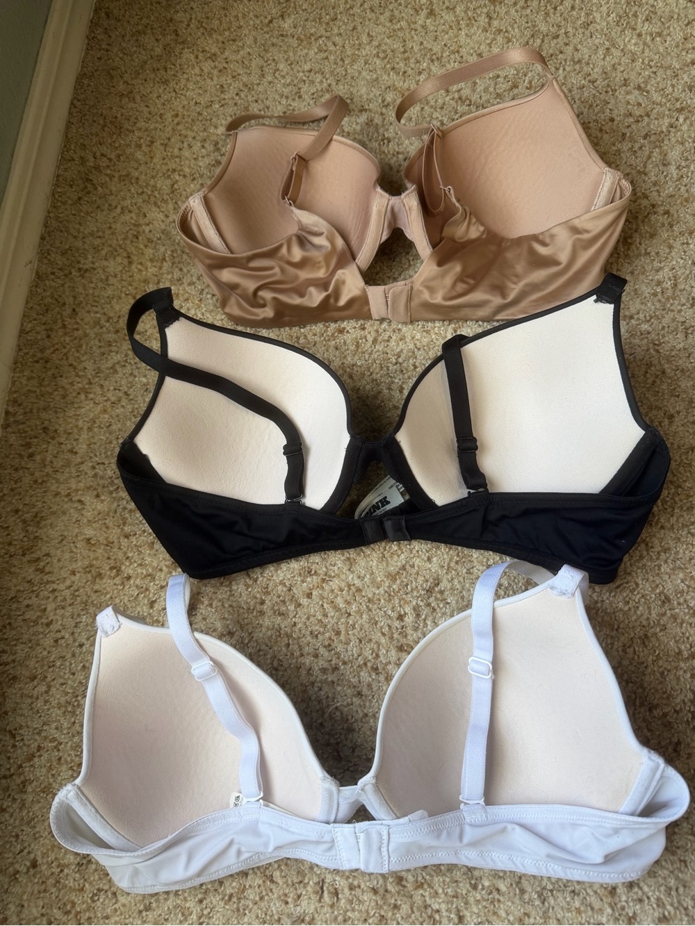 3 T-Shirt Bras in Nude, Black & White - Picture 2 of 6